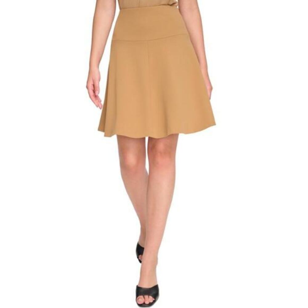 Calvin Klein Women's Brown High Waisted Side Zip Flare Skirt Size 12P NWT